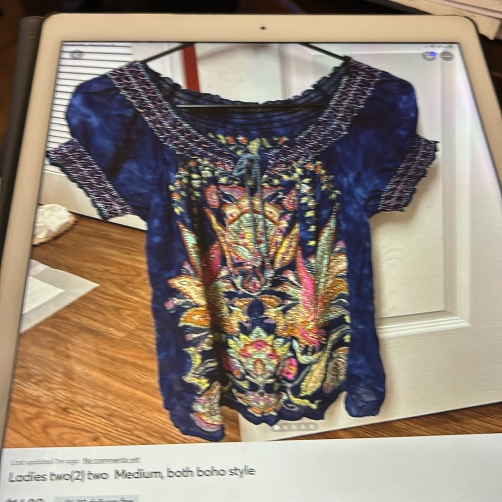 Ladies two (2) medium bundle tops, both boho style